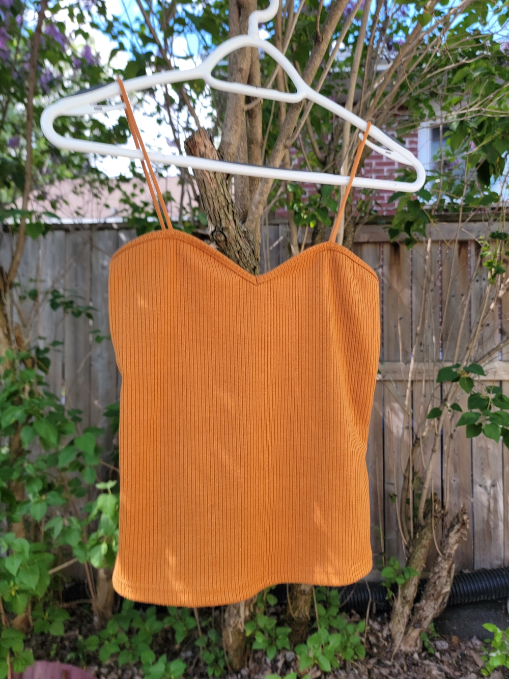 Women's Ribbed Cami Tank Top Copper Brown | Size Small New